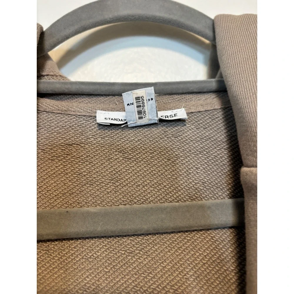 Standard James Perse Taupe Cotton Open Front Hooded Sweatshirt Cardigan Size 3 - Picture 5 of 7